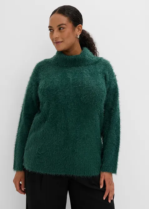 Pull col roul&eacute; en douce maille poilue, bonprix