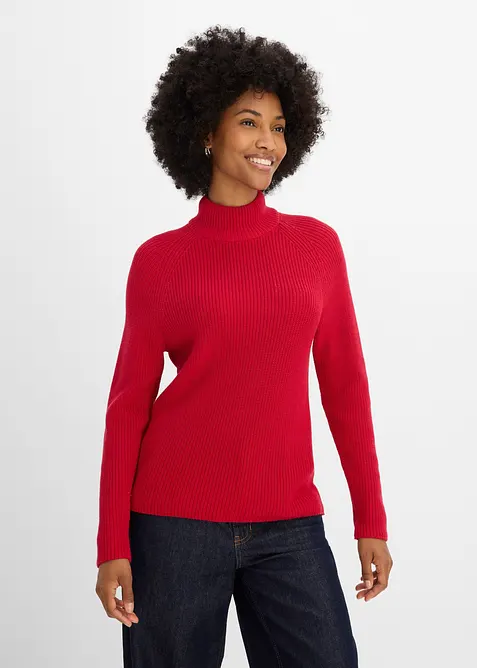 Pull en maille c&ocirc;tel&eacute;e 100% coton, bonprix