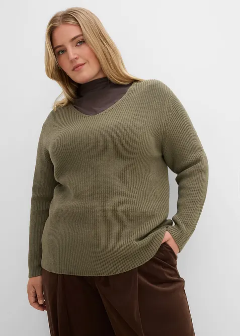Rippstrickpullover aus reiner Bio-Baumwolle, bonprix