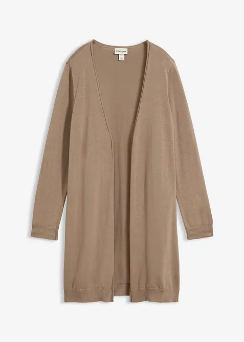 Gilet long en maille avec bordure roulott&eacute;e, bonprix