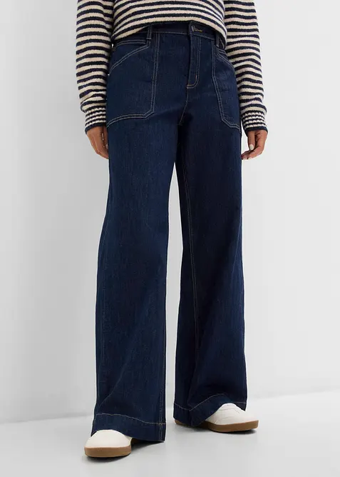 Jean Wide Leg taille mi-haute avec poches plaqu&eacute;es, bonprix