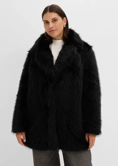 Oversized Fellimitat-Jacke, bonprix