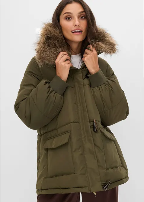 Doudoune avec col en peluche amovible, bonprix