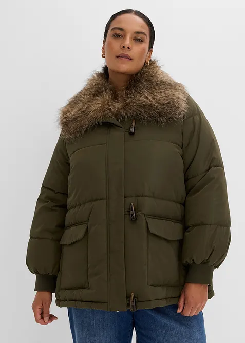 Puffer-Jacket mit abnehmbarem Kunstfellkragen, bonprix