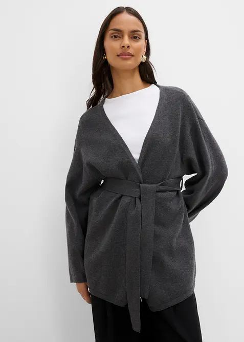 Gilet en maille avec ceinture &agrave; nouer, bonprix