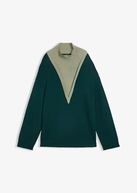 Pull doux &agrave; col chemin&eacute;e, viscose majoritaire, bonprix
