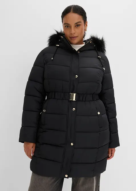 Wasserabweisende Steppjacke mit Fellimitat, bonprix
