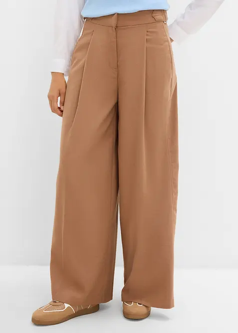 Pantalon en viscose m&eacute;lang&eacute;e avec boucles lat&eacute;rales, bonprix