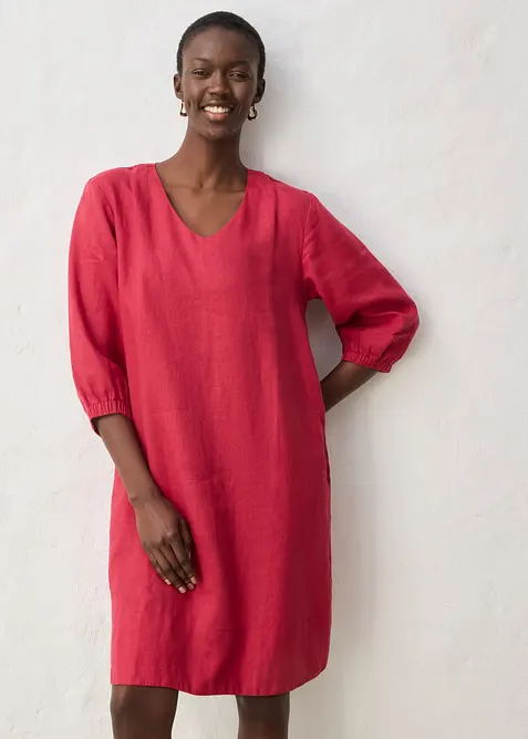 Robe 100&nbsp;% lin, manches 3/4, bonprix