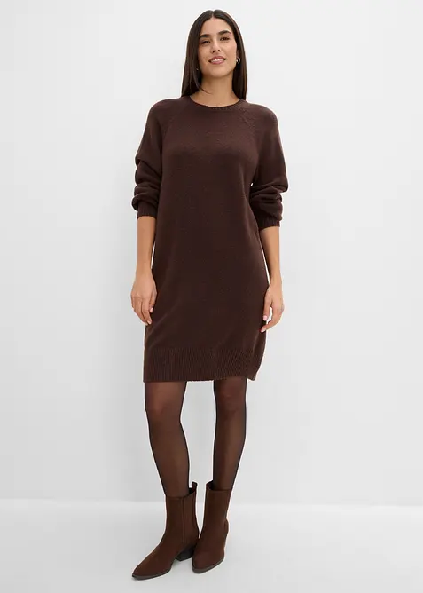 Kurzes Strickkleid mit Puffer&auml;rmeln, bonprix