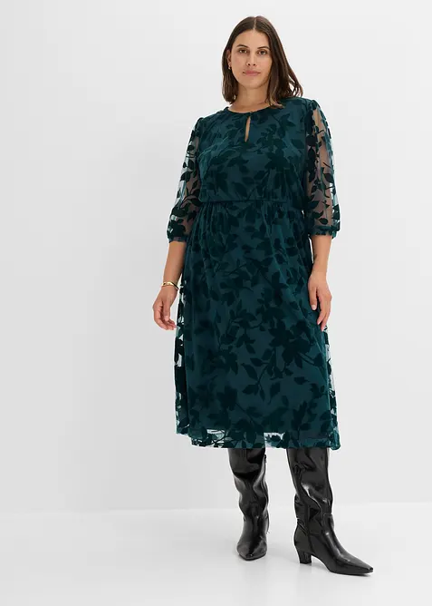 Midikleid mit Flockprint, bonprix
