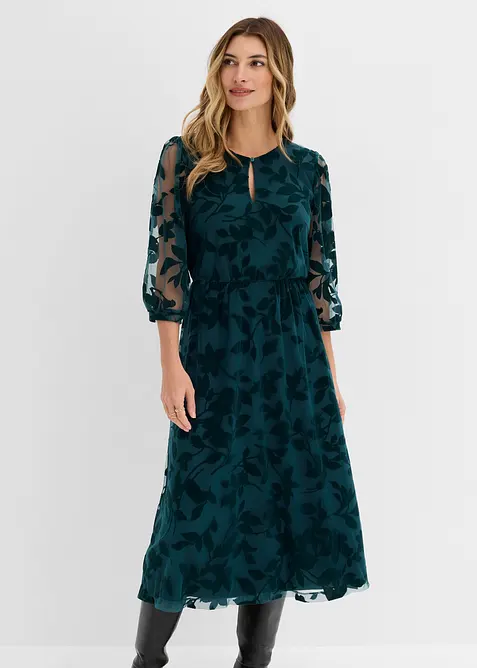 Midikleid mit Flockprint, bonprix