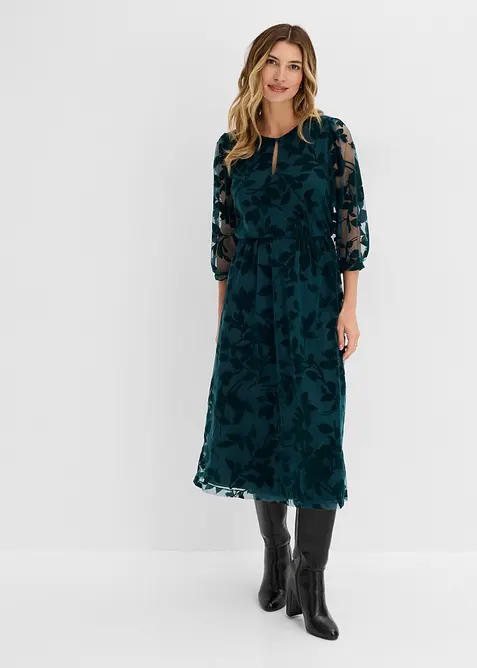 Midikleid mit Flockprint, bonprix