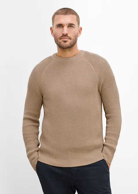 Pull en fine maille c&ocirc;tel&eacute;e Slim Fit, bonprix