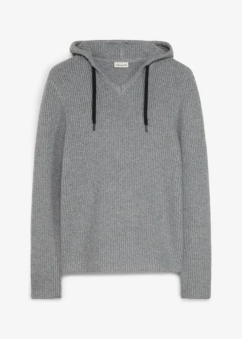 flauschiger Rippstrick-Hoodie, Regular Fit, bonprix