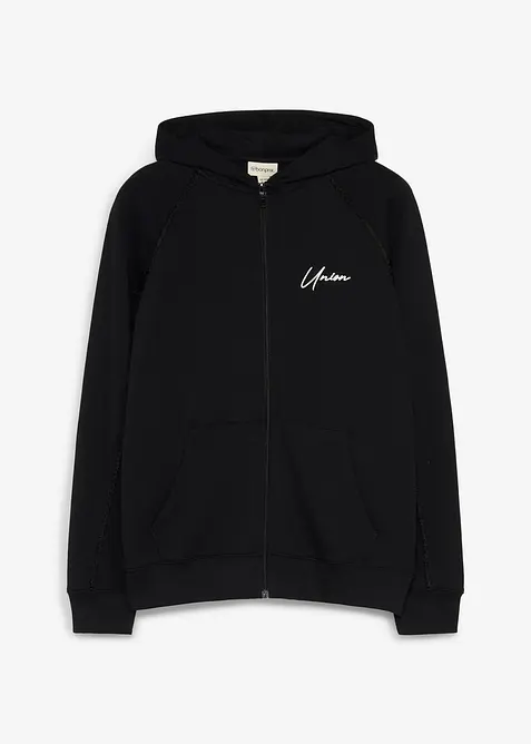 Sweat zipp&eacute; &agrave; d&eacute;tails contrastants, 100% coton, bonprix