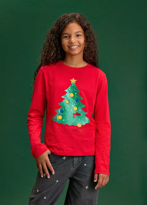 Lot de 2&nbsp;T-shirts manches longues &agrave; motifs de No&euml;l, bonprix
