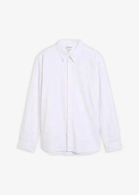 Chemise manches longues en lin m&eacute;lang&eacute; rafra&icirc;chissant, coupe moderne, bonprix