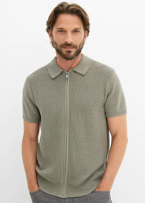 Gestricktes Poloshirt aus reiner Baumwolle, bonprix