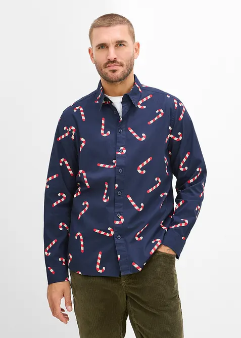 Chemise manches longues de No&euml;l en coton, bonprix