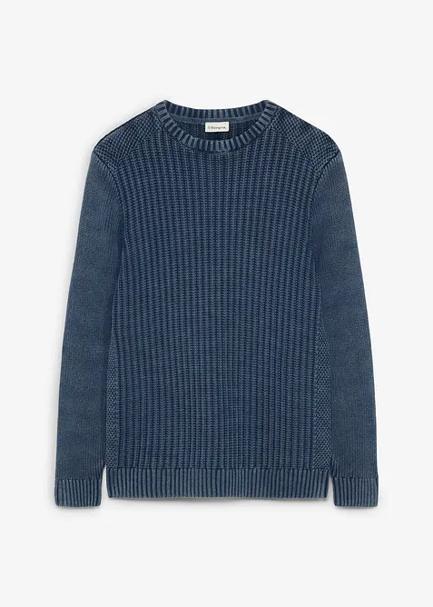 Grobstrick-Pullover im Used-Look aus reiner Baumwolle, bonprix
