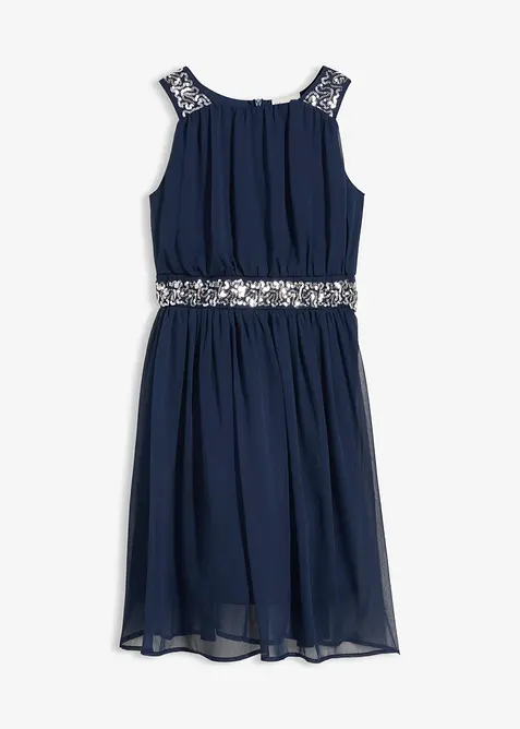 Robe en mousseline avec ceinture orn&eacute;e de sequins, bonprix