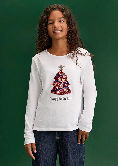 T-shirt manches longues fille avec sequins r&eacute;versibles, bonprix