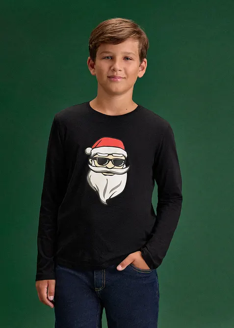 T-shirt manches longues de No&euml;l en coton, bonprix