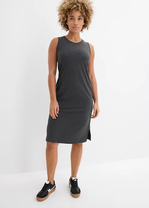 Rippkleid mit seitlichen Schlitzen aus Viskose-Mix, bonprix