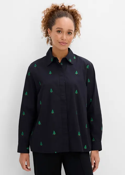 Chemisier 100% coton &agrave; broderies, bonprix