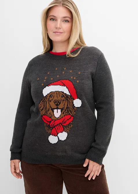 Pull de No&euml;l avec motif de chien, bonprix