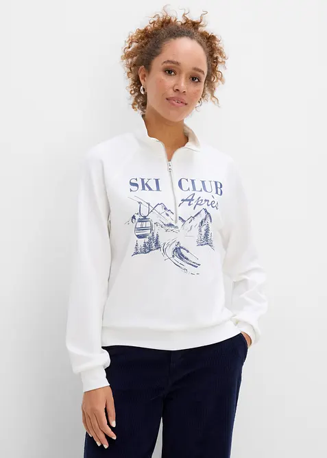 Sweat-shirt en mati&egrave;re n&eacute;opr&egrave;ne &agrave; col camionneur, bonprix