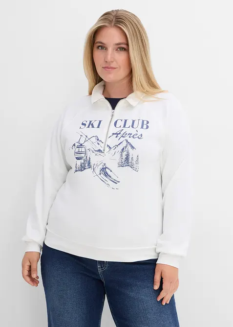 Sweat-shirt en mati&egrave;re n&eacute;opr&egrave;ne &agrave; col camionneur, bonprix