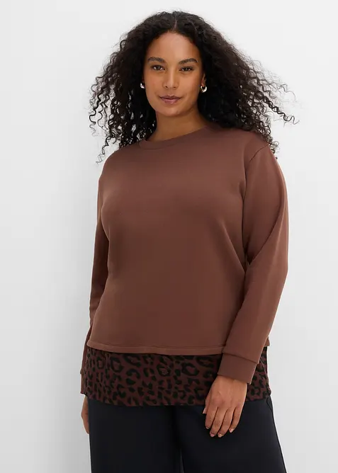 Sweat avec empi&egrave;cement l&eacute;opard, bonprix