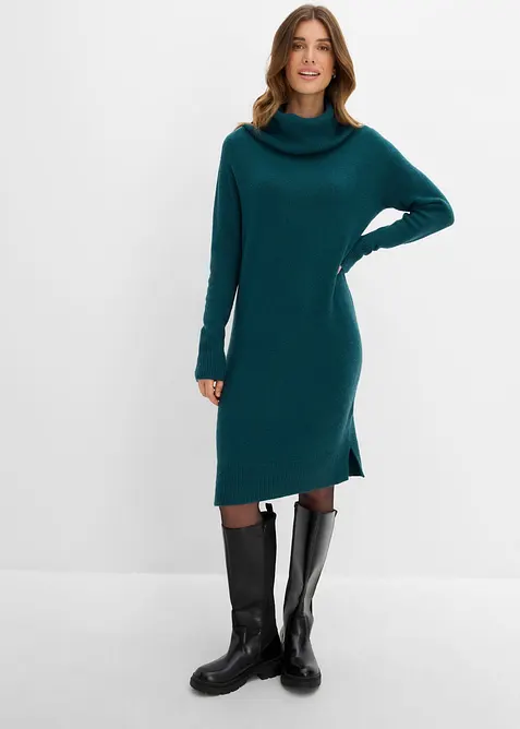 Robe oversize en maille &agrave; col roul&eacute;, bonprix