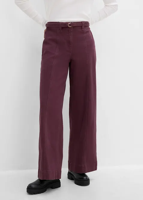 Pantalon en twill avec ceinture (ens. 2 pces), bonprix