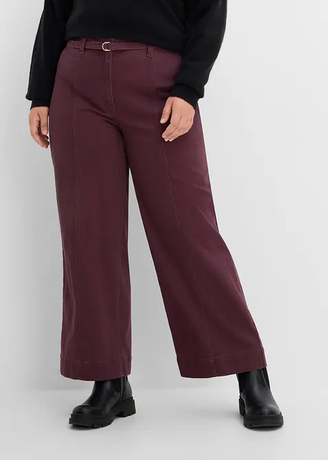 Pantalon en twill avec ceinture (ens. 2 pces), bonprix