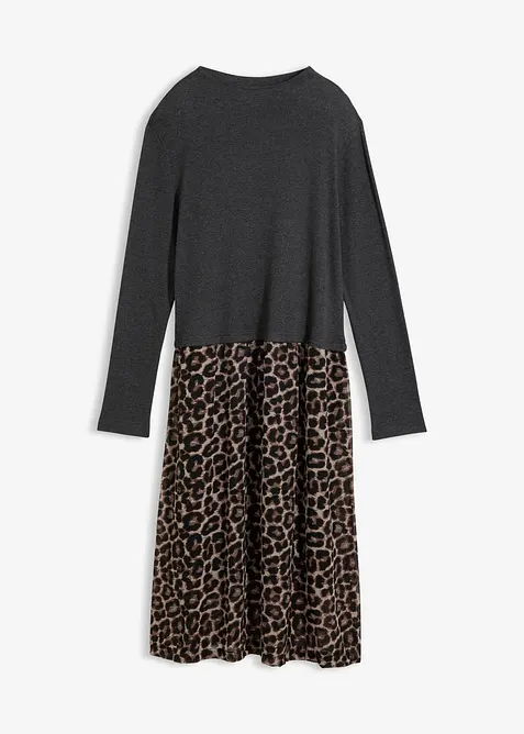 Shirtkleid im Materialmix mit reiner Baumwolle, bonprix