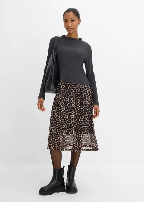 Shirtkleid im Materialmix mit reiner Baumwolle, bonprix