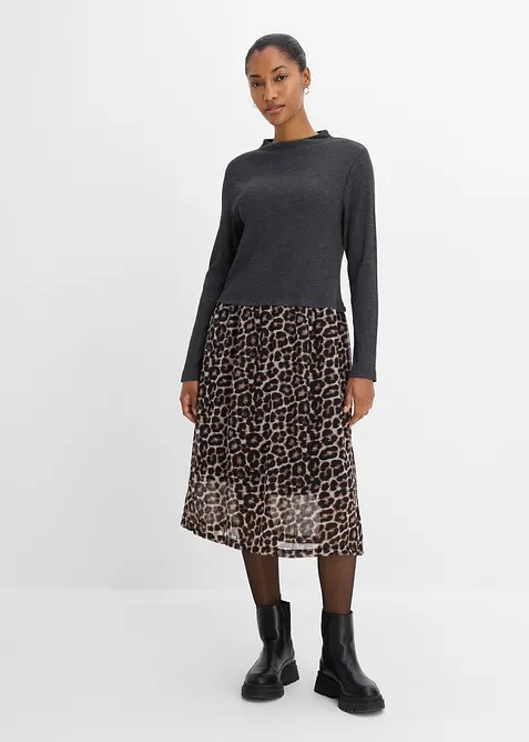 Shirtkleid im Materialmix mit reiner Baumwolle, bonprix