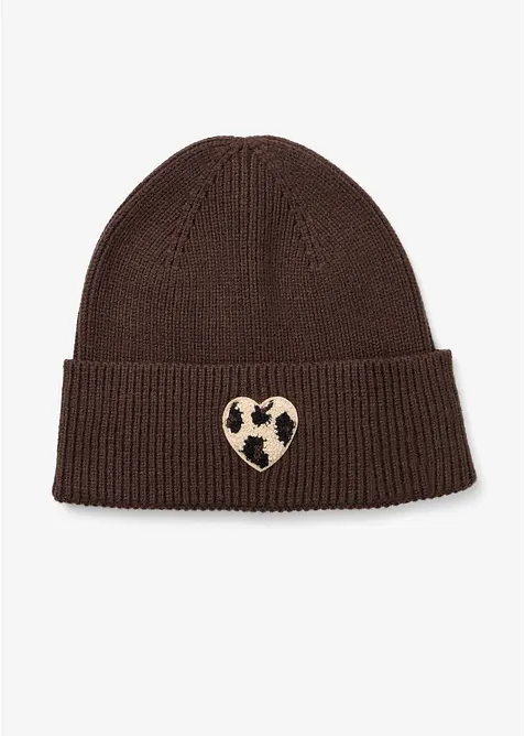 Bonnet avec c&oelig;ur en l&eacute;opard, bonprix