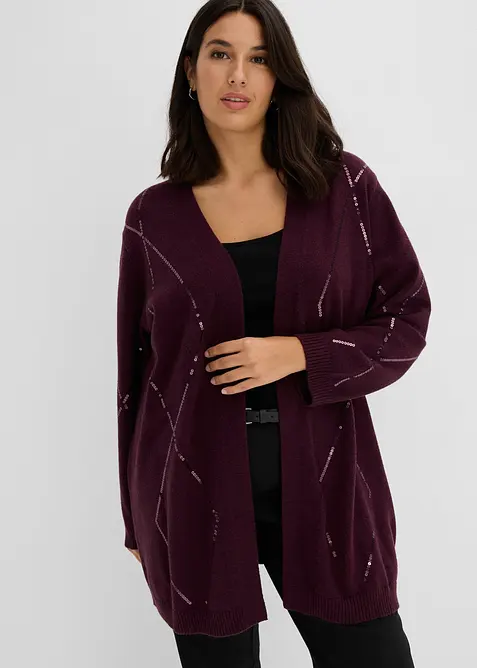 Gilet long en maille &agrave; paillettes, bonprix