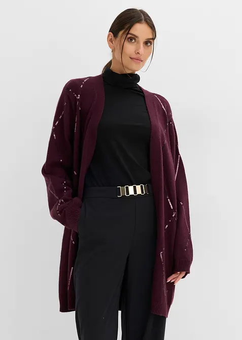 Longstrickjacke mit Pailletten, bonprix
