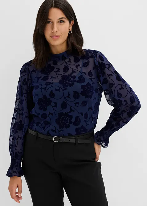 T-shirt manches longues transparent &agrave; imprim&eacute; floqu&eacute;, bonprix