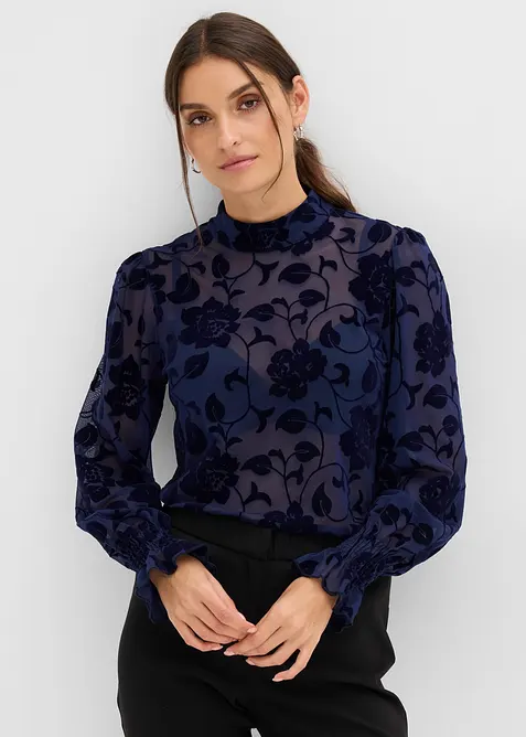 T-shirt manches longues transparent &agrave; imprim&eacute; floqu&eacute;, bonprix
