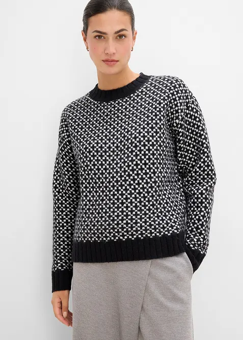 Grobstrick-Pullover mit Jacquardmuster, bonprix