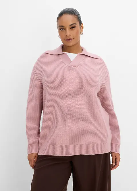 Grobstrick-Pullover im Polo-Stil, bonprix