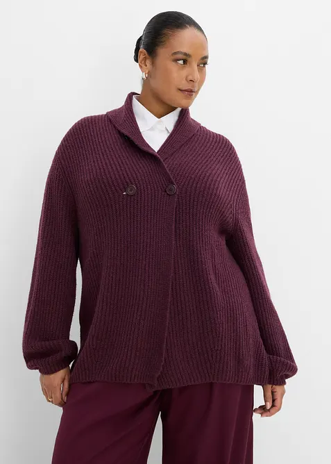 Gilet en grosse maille &agrave; col rabattu, bonprix