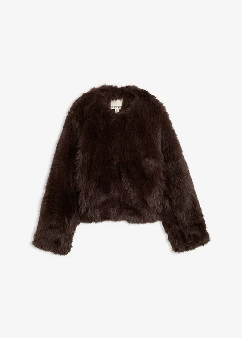 Veste sans col en peluche, bonprix