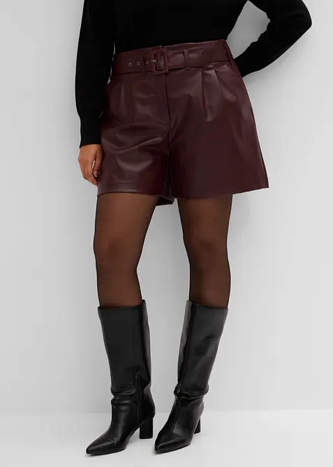 Short enduit avec ceinture, bonprix